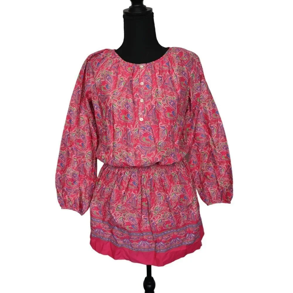 Polo Ralph Lauren‎ Girls Pink Paisley Cotton Batiste Dress Size 12